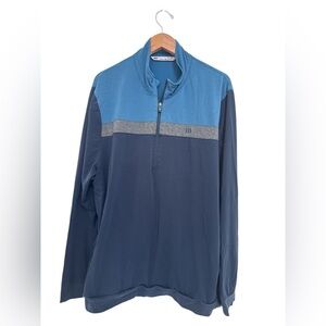 Travis Mathew Men's Blue and Gray Golf Half-Zip Size XXL